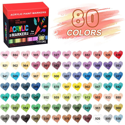 Soft Brush Acrylic Paint Pen Set with Clear Barrels in 12-, 36-, 60-, 80- or 120-Color Checkout Options
