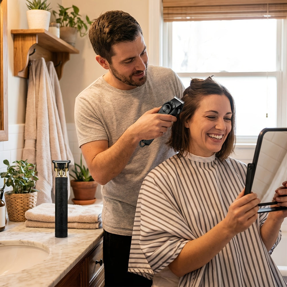 2-Piece Hair Clipper Set with Full-Size Clipper, Detail Trimmer, Guide Combs and USB Charging Accessories