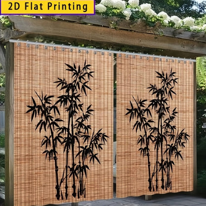 Chinese Bamboo Pattern Blackout Curtain Panels in Three Size and Panel-Count Checkout Options