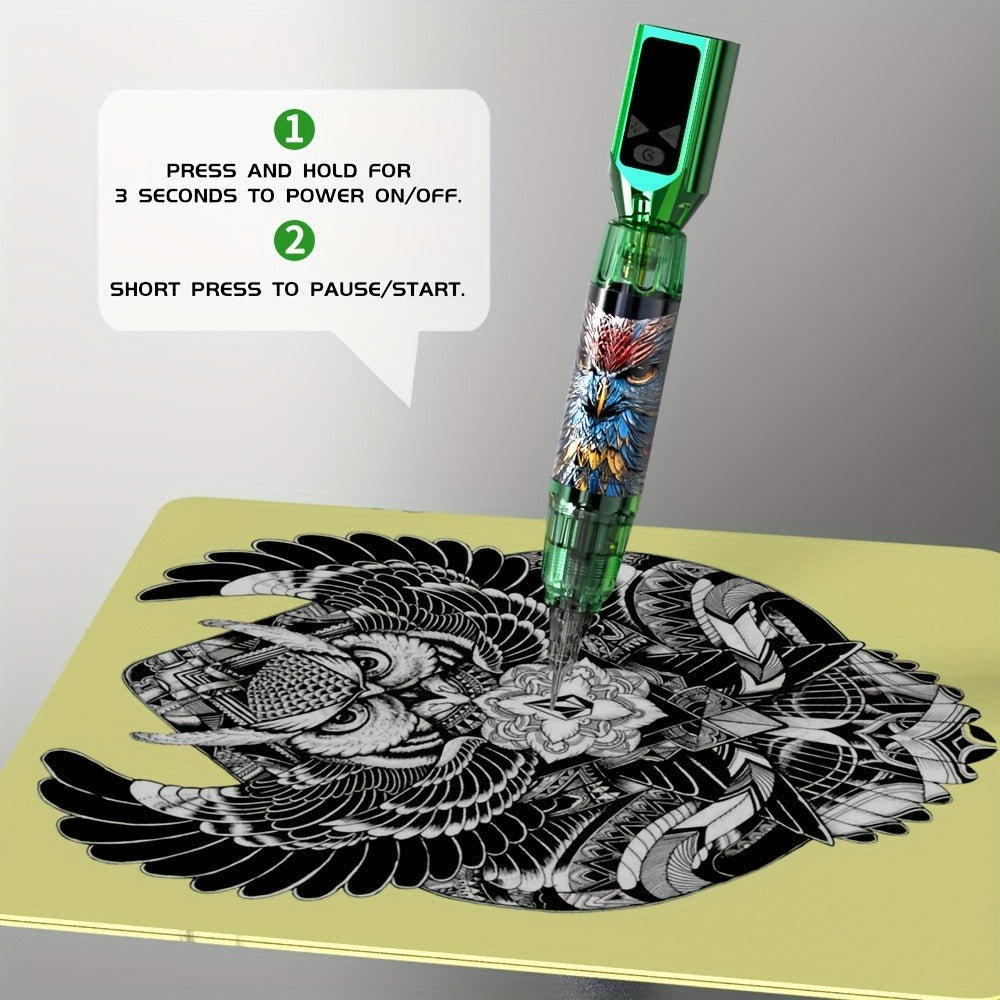 INKSOUL TM-91 Tattoo Kit with Rotary Pen, Detachable Wireless Power Module, 10 Cartridges and Accessories