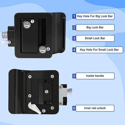 RV Door Lock Replacement – Travel Trailer Entry Door Lock with Deadbolt, Fits 2-3/4" x 3-3/4" Hole, 1-1/4" to 1-1/2" Door Thickness, Zinc Alloy, Includes 4 Keys, Compatible with Cargo & Horse Trailers