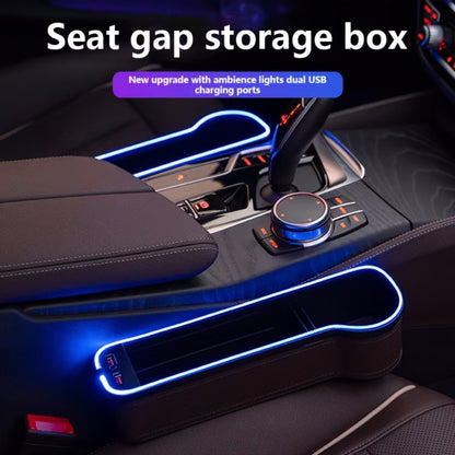 Car Seat Gap Storage Box with Phone Holder & Charger – Sundries Organizer with Ambient Atmosphere Light, Driver & Co-Pilot, 1pc or 2pc Set