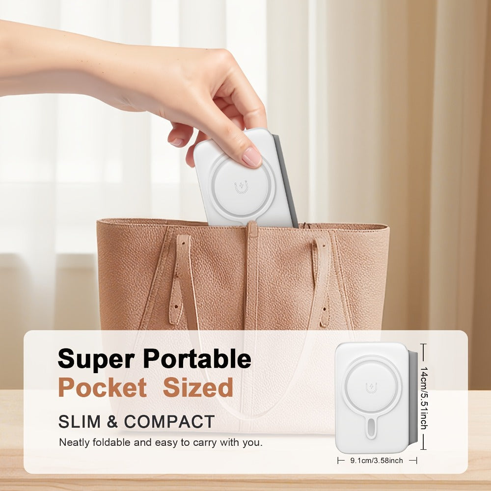 Foldable Three-Device Wireless Charging Station for Phone, Watch and Earbuds with Magnetic Supports