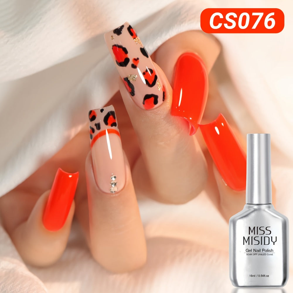 Gel Nail Polish Neon Orange Jelly Translucent Milky Sheer 0.54oz UV LED Soak Off — Long Lasting Chip Resistant CS076 Summer Ombre Jelly Nails DIY Nail Art for Women Home Salon