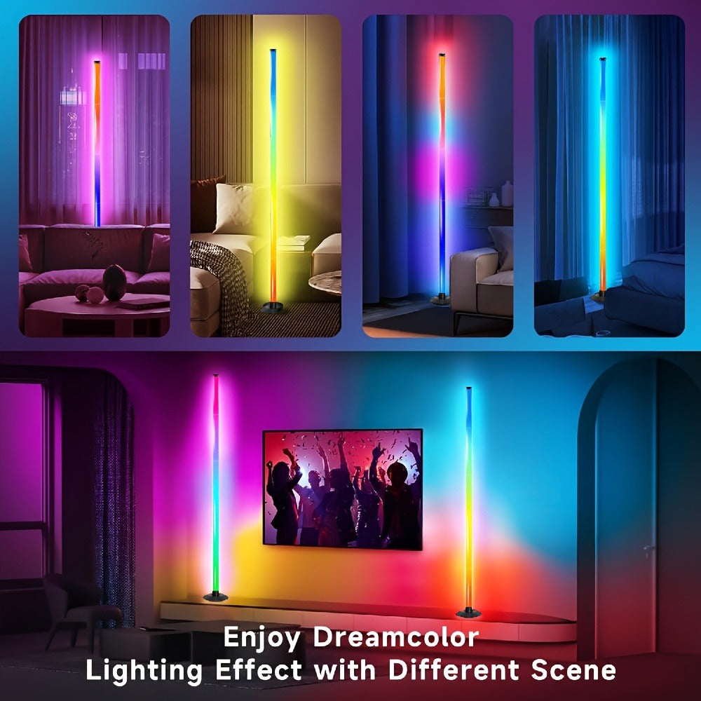 RGB Floor Lamp with Remote Control USB Powered | Color Changing LED Corner Lamp with Adjustable Brightness – Modern Space-Themed Ambient Light for Living Room & Bedroom