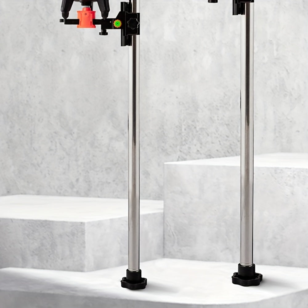 Stainless Steel Telescoping Laser Level Pole, 15.4-Foot Support Rod with 1/4-20 and 5/8-11 Mounts