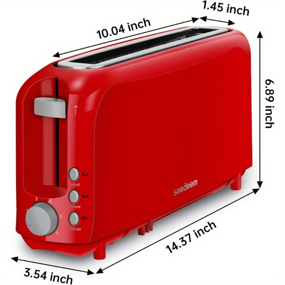Slim Toaster 2-Slice – SEEDEEM 6-Setting Shade Control, Cancel, Reheat & Defrost, Removable Crumb Tray, 750W Compact Fits-Anywhere Design for Bread, Waffles & Bagels, 6 Colors Available