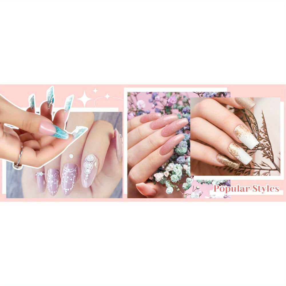 Poly Gel Nail Extension Form Kit - 192pcs Dual Forms, 96pcs Reusable Pads, 8 Shapes Acrylic Mold, Brush Pen