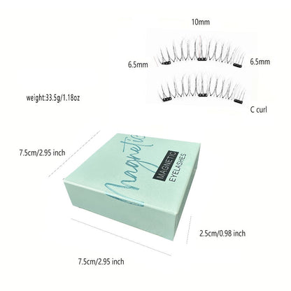 Natural Slim Nude Magnetic Eyelashes with Eyelash Curler — 3D Glue-Free Reusable Transparent Soft Stem Strong Magnetic Force Eye-Enlarging False Lashes for Daily & Office Wear, 1 Pair