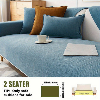 Sofa Cover Ribbed Chenille Stretch Panels with Non-Slip Design for 1 to 4 Seats, Armrests or Cushions
