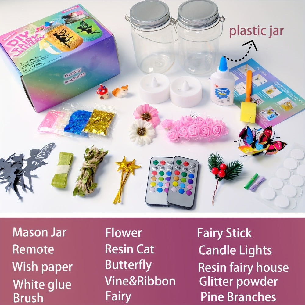 Fairy Lantern DIY Craft Kit for Girls Ages 6+ – Color Changing LED Mason Jar Night Light with Remote Control, Arts & Crafts Activity Set, Birthday Christmas Holiday Gift for Kids