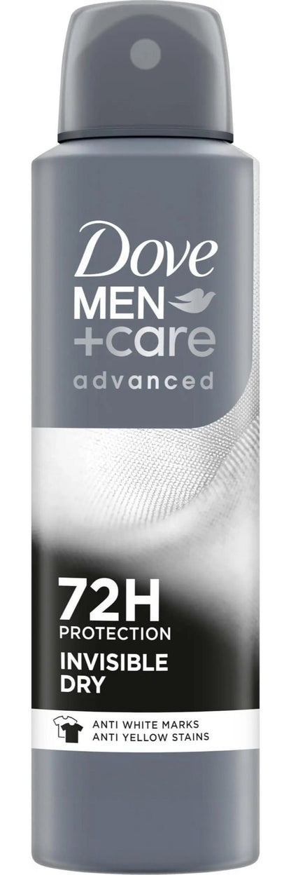 Dove Men+Care Invisible Dry Spray Deodorant 3 Pack 150ml - No White Marks No Yellow Stains, Long Lasting Odor Protection Quick Dry Antiperspirant