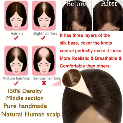 Clip-In Lace Hair Topper with 8 x 10 cm Base in Four Colors and 6-, 8-, 10-, 12- or 14-Inch Lengths