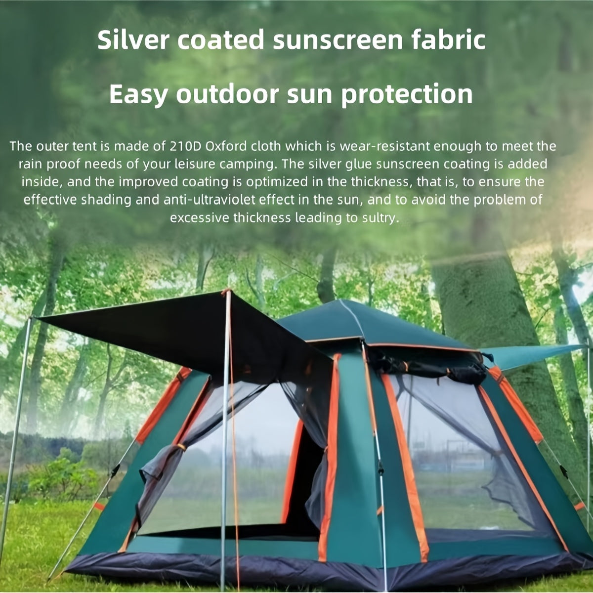 Four-Sided Beach Tent with Five Windows, 240 x 240 x 154 cm Size and Two Green Checkout Options