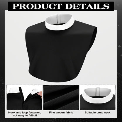 Clergy Collar Costume Bib Set, Three-Pack in Black and White with Hook-and-Loop Neck Fasteners