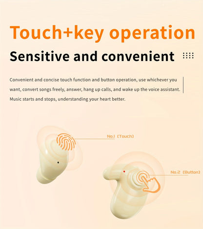 2-in-1 Wireless Earphones Couples Shared Audio Long Battery Life Clear Sound TV Movies Music Running Type-C Charging Condenser Mic Semi-Open iOS Android