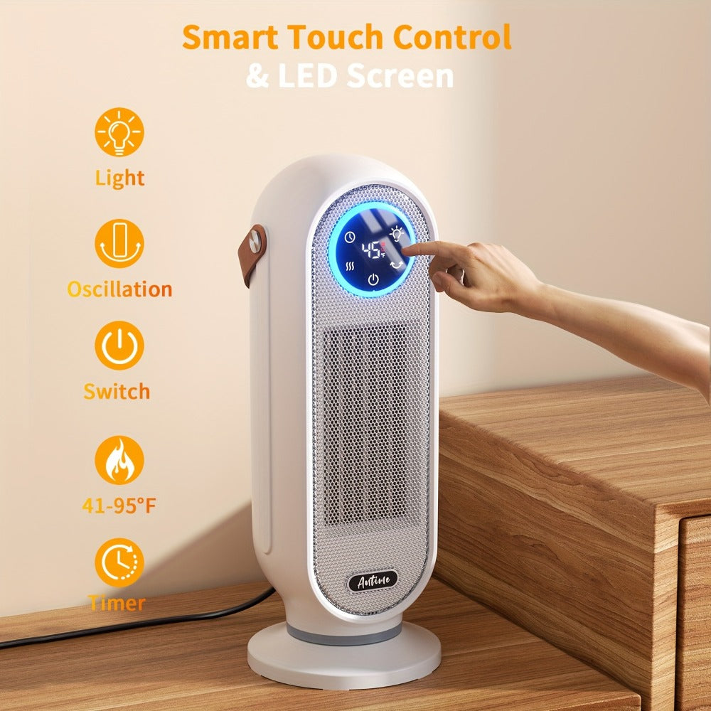 1500W Oscillating Tower Space Heater in Black or White with Digital Remote or Knob Controls