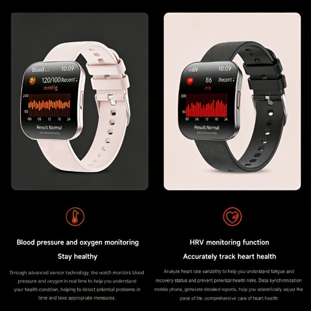 Curved Screen Smartwatch 1.85 Inch Full Touch Calling Messaging Music Camera Control Fitness Tracker Heart Rate Sleep Multiple Sport Modes Android iPhone Compatible Women Men Outdoor Lighting Version Black Pink