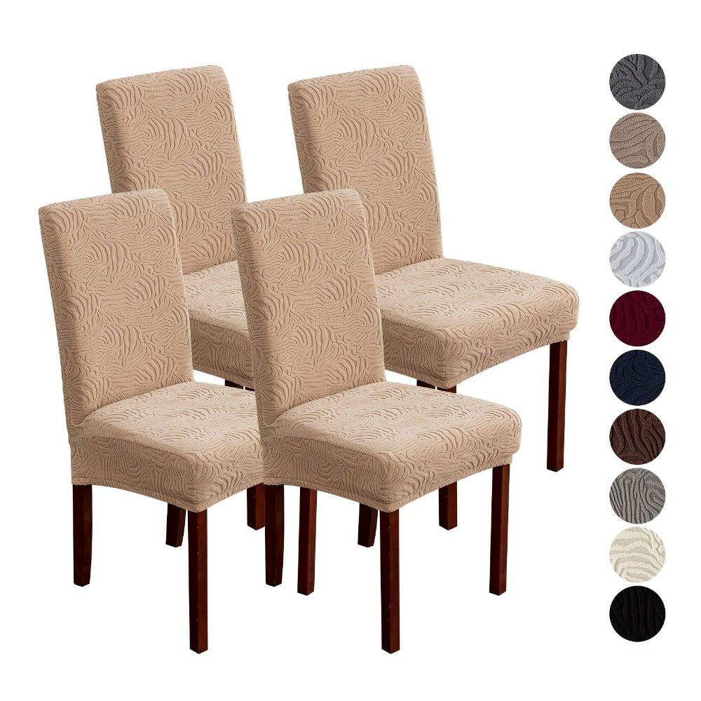 Chair Cover Set of 4 or 6 Stretch Jacquard Dining Slipcovers in Eight Available Color Choices