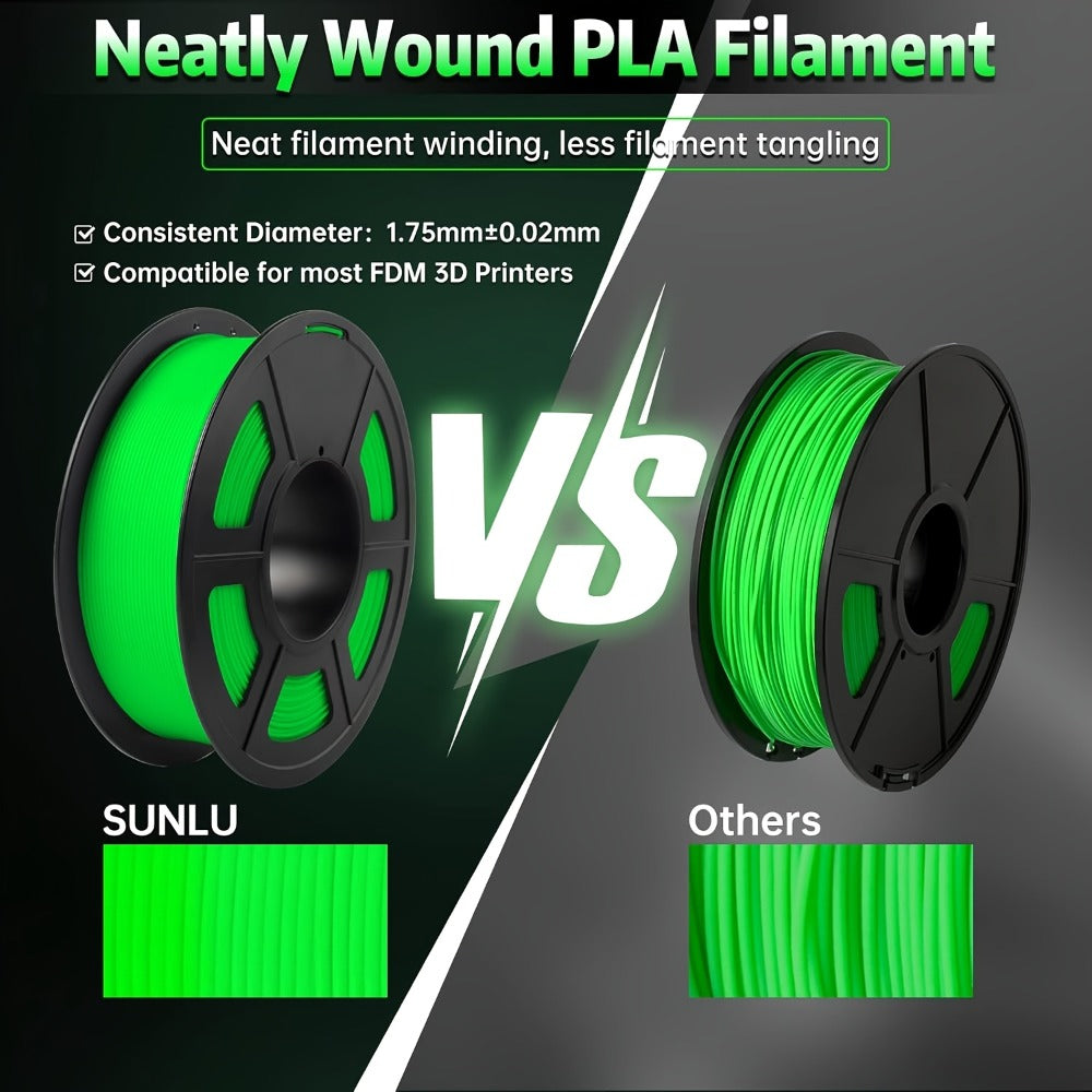 3D Printer Filament Glow PLA 1.75mm 200g Spool in Luminous Green or Blue for Light-Reactive Color Effects