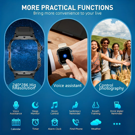 Smartwatch – Brown Black Large Screen – Wireless Calling & SMS, Fitness Tracker, Remote Camera Control, USB Rechargeable – Unisex…