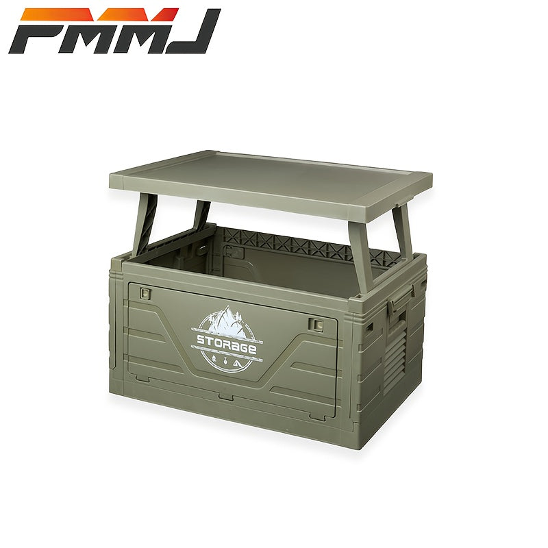 Outdoor Storage Box with Foldable Lid Table, Army Green