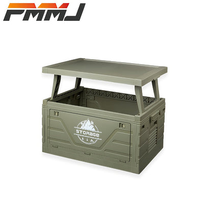 Outdoor Storage Box with Foldable Lid Table, Army Green