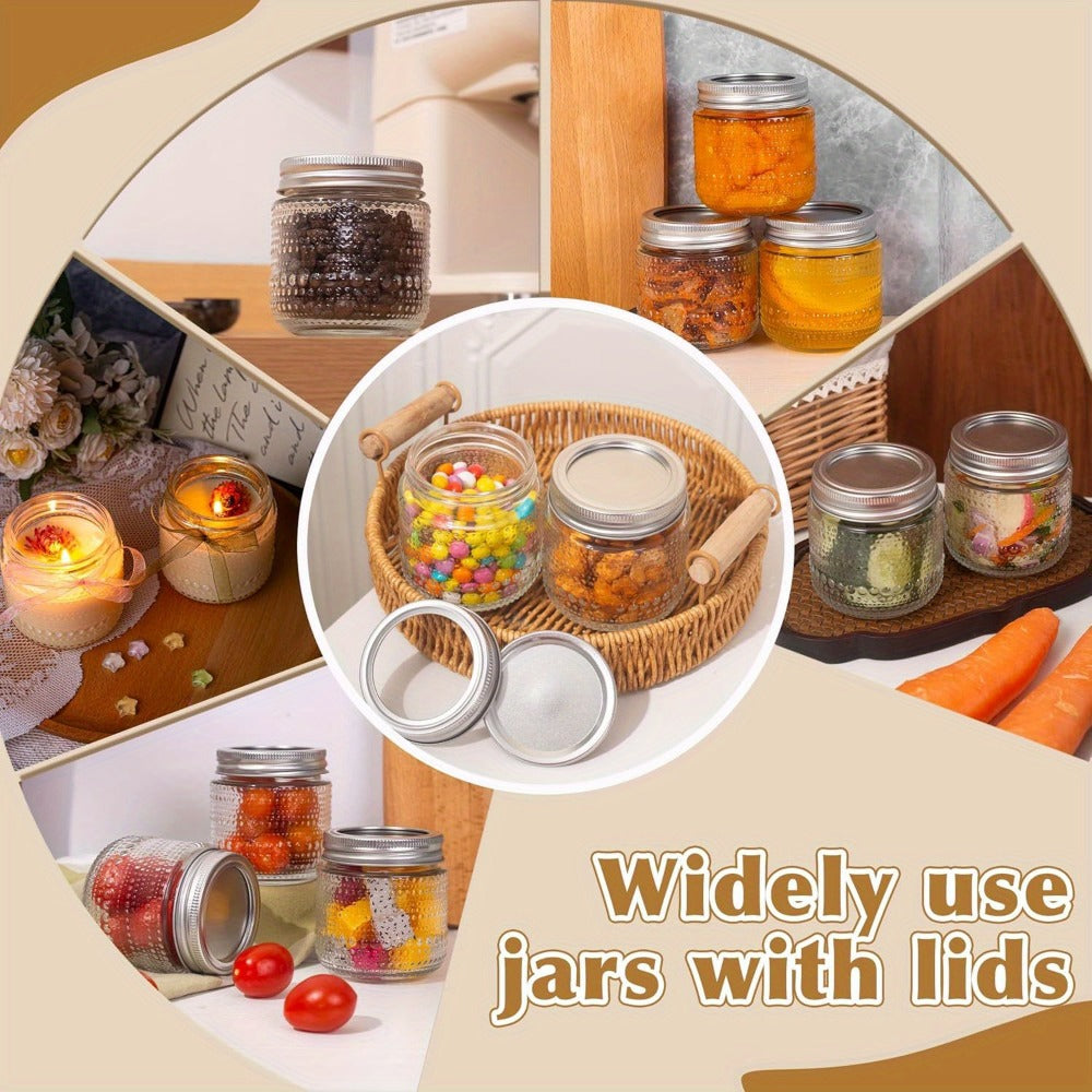 Mason Jars 8oz with Lids 12 Pack, Clear Glass Canning Jars with Silver Metal Lids, Food-Grade for Storing