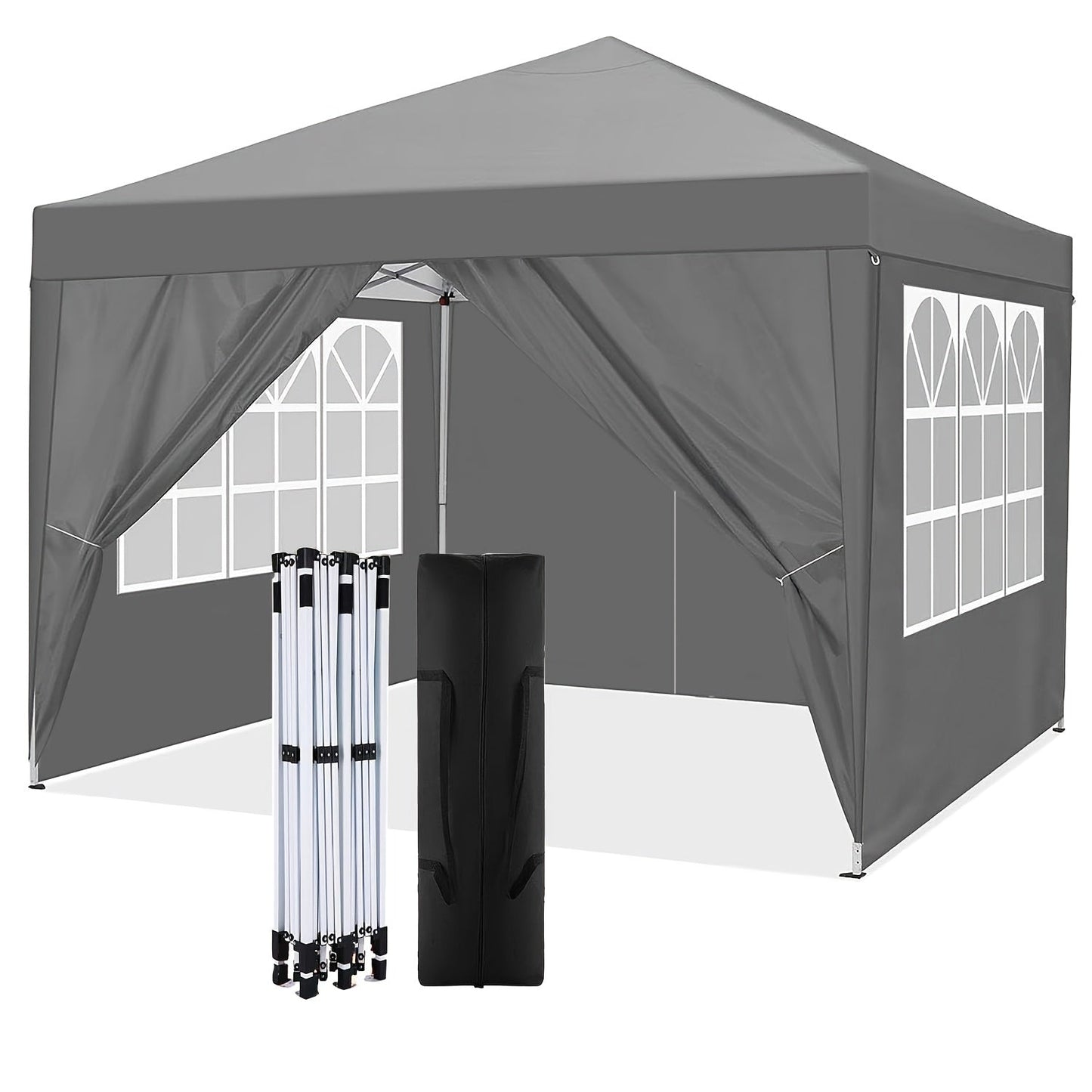 10x10ft Pop-Up Canopy Tent with Four Removable Sidewalls, Mesh Windows and Five Color Options