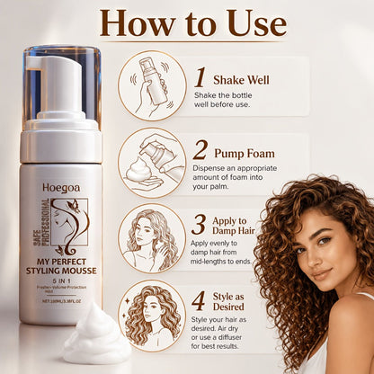 100 ml Hair Styling Mousse with Mint Extract and Hyaluronic Acid for Flexible Hold and Volume