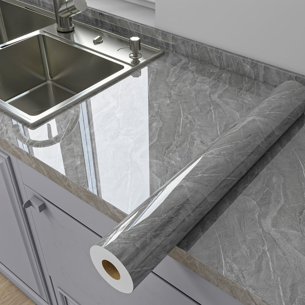 Marble Peel and Stick Wallpaper Roll - Oil-Proof Self-Adhesive Wall Contact Paper for Kitchen Backsplash Bathroom Countertop
