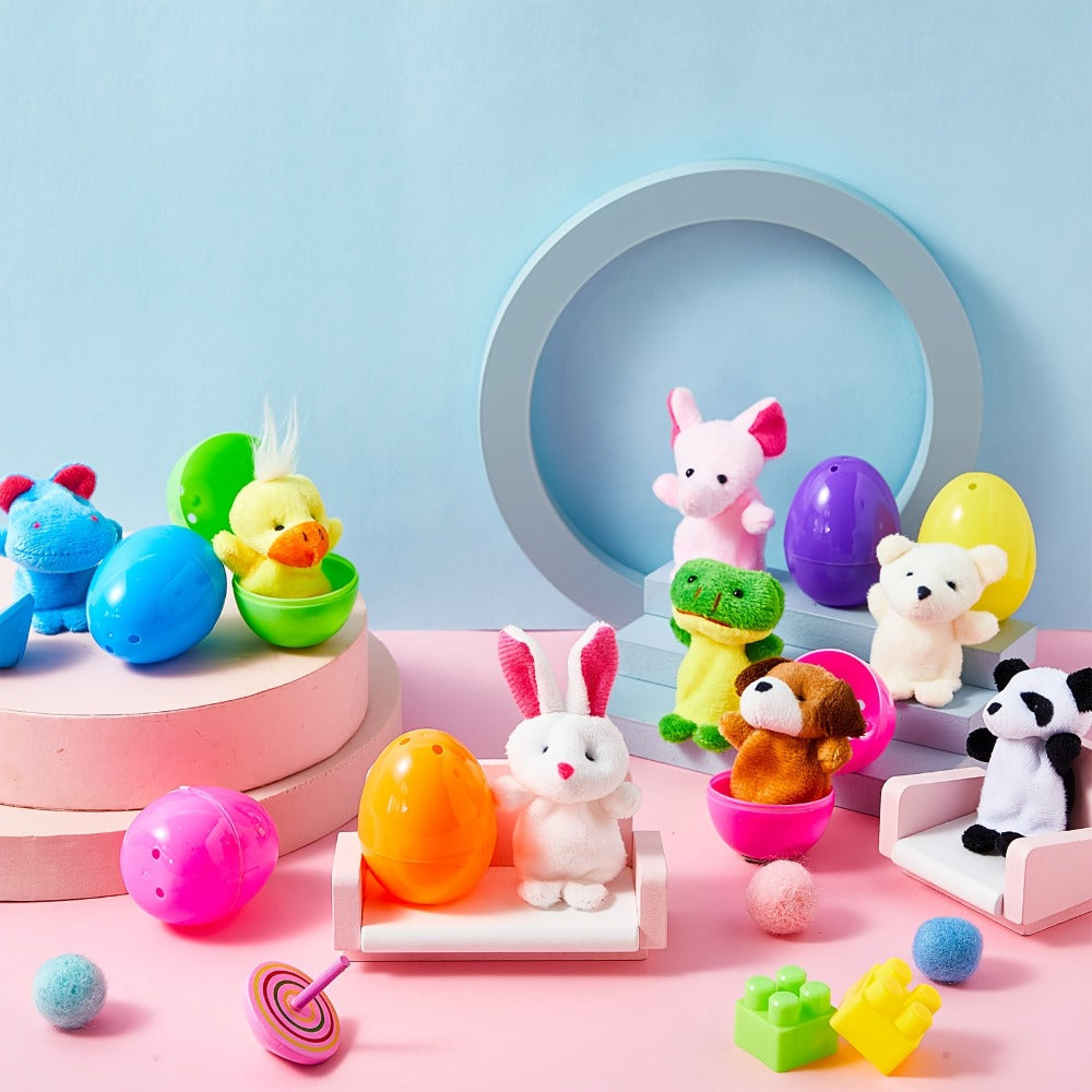 Twenty-Set Animal Finger Puppet and Plastic Egg Bundle with 20 Puppets and 20 Colorful Eggs