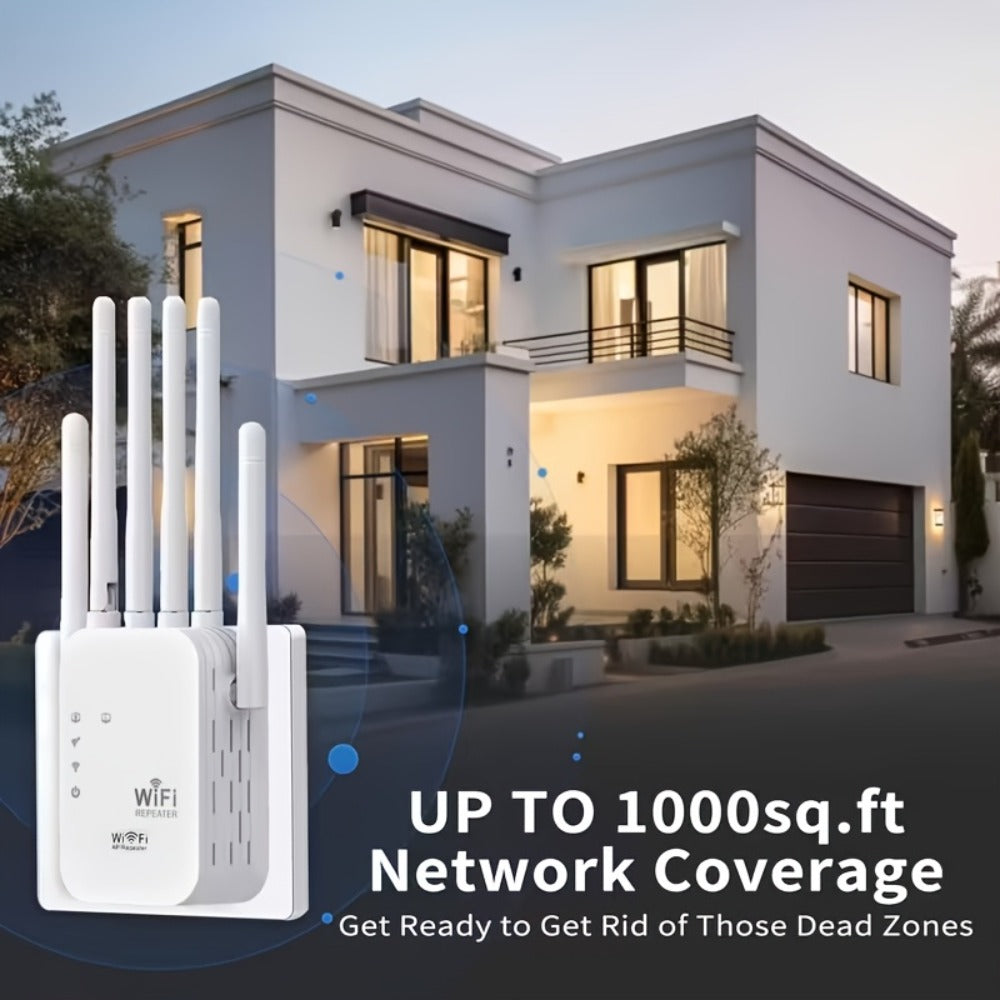 WiFi Range Extender TATOODAA WiFi 6 Dual-Band 2.4/5GHz with Six Antennas, Gigabit Port and AP/Repeater Modes