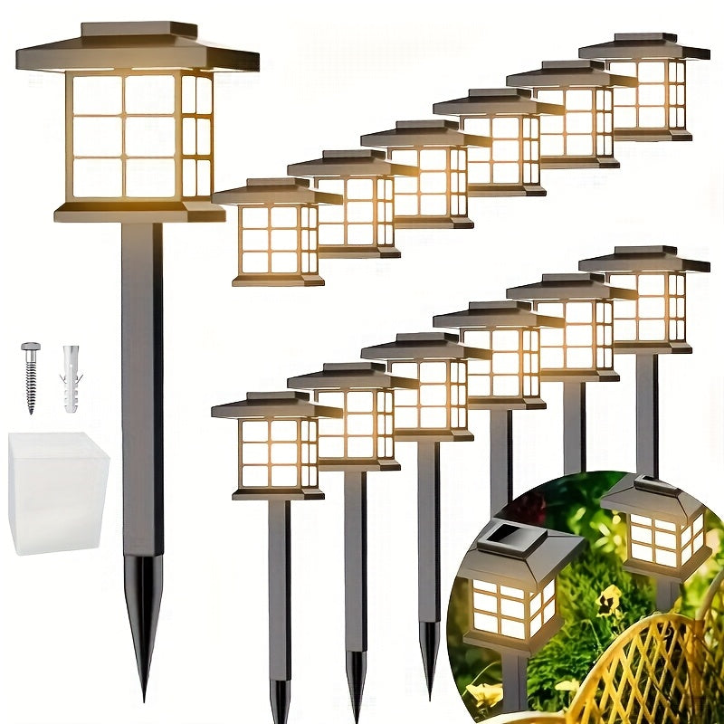 Solar Garden Lights Pathway Stakes in 6/12/24-Piece Sets with Warm, Cool or Multicolor Options
