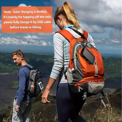 Power Bank Solar 38800mAh with QC3.0, USB-C, Dual USB Outputs, LED Flashlight and Compass for Outdoor Use