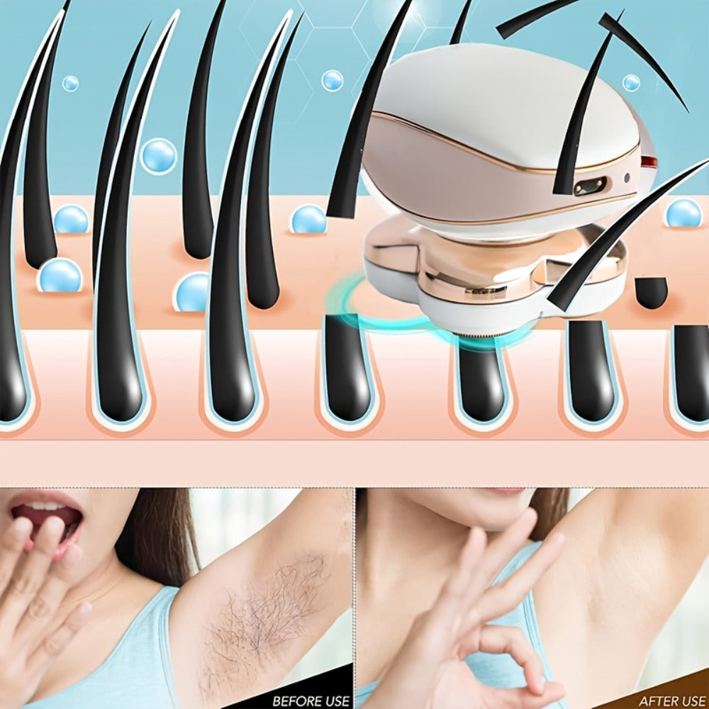 Electric Shaver for Women with Four Rotating Heads, USB Rechargeable Power and Wet/Dry Use for Listed Areas