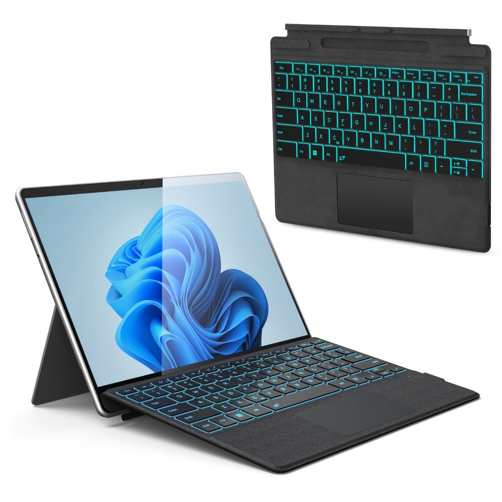 Surface Pro Keyboard with 7-Color Backlit Touchpad Ultra-Slim Bluetooth Wireless 15M Rechargeable 750mAh Type Cover for Microsoft Surface Pro 11 10 9 8 X 13 Inch & Surface Pro 7 Plus 7 6 5 4 3 12.3 Inch