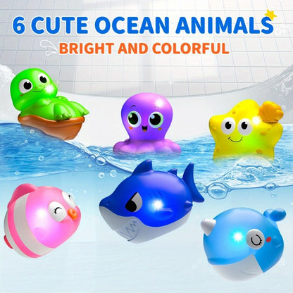 Light-Up Ocean Animal Bath Toy Sets with Random 6, 8 or 10-Piece Checkout Assortments Pictured