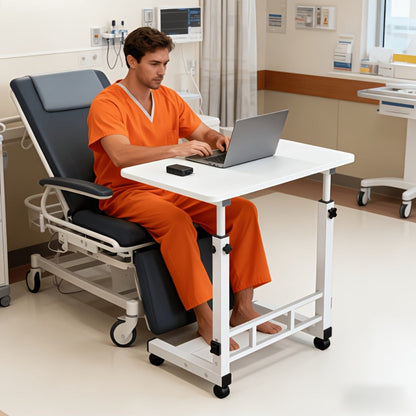 Adjustable Overbed Table with Rolling Frame and Eight Color Checkout Options from Retro to Deep Glacier
