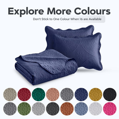 Quilted Bedspread Set 3 Piece – Soft Floral Coverlet with Pillow Shams, Lightweight Breathable Quilt for Bedroom & Guest Room, All Season Bed Cover