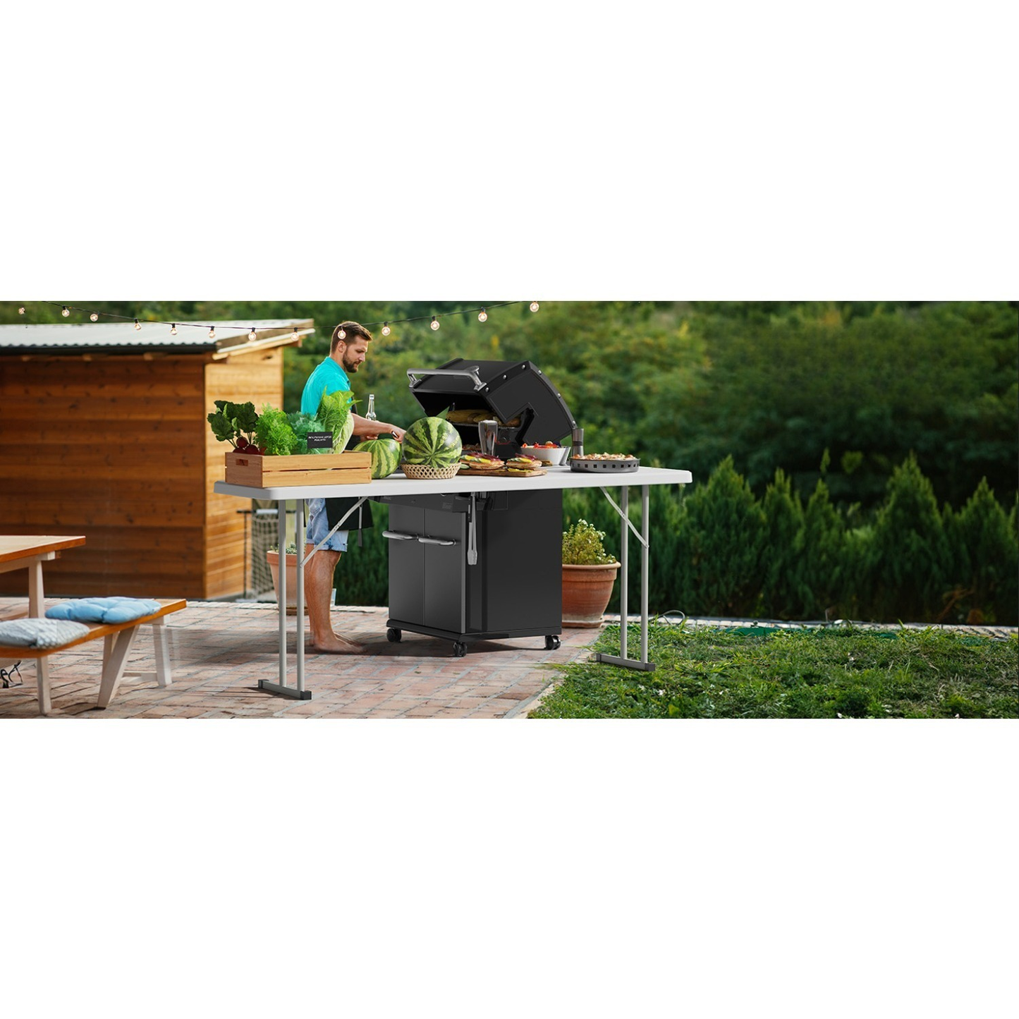 Narrow White 6-Foot Portable Folding Table with Rectangular Top and Folding Gray Leg Frame