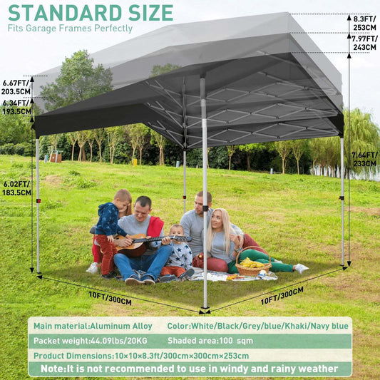 Pop Up Canopy Tent 10x10 FT 1-Key Center Lock 3 Heights Carry Bag