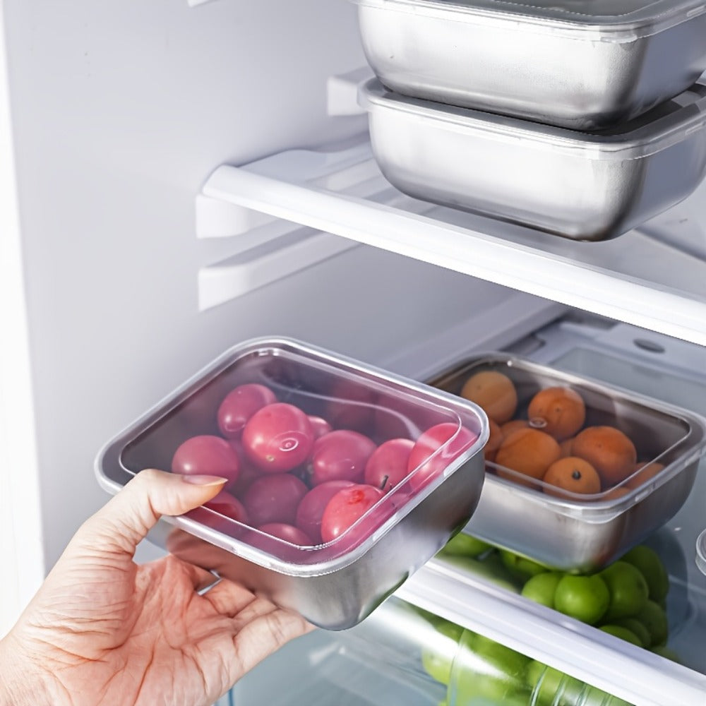 Food Storage Containers 304 Stainless Steel Set with Lids in Five-, Six- or Eight-Piece Options