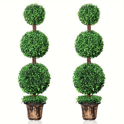 Two-Piece Artificial Boxwood Topiary Tree Set in 3-Foot Two-Ball or 4-Foot Three-Ball Designs