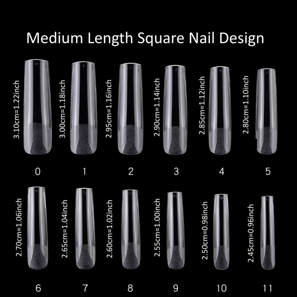 Press On Nails 10-Piece Square French-Tip Set with Nude White Gloss, AB Rhinestones and Floral Design