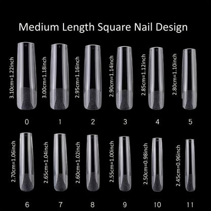 Press On Nails 10-Piece Square French-Tip Set with Nude White Gloss, AB Rhinestones and Floral Design