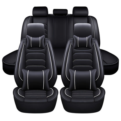 Car Seat Covers 5-Seat Faux Leather Set with Foam Padding and Optional Matching Pillow Pieces