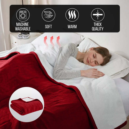 480GSM Sherpa Fleece Blanket – Double-Sided Heavy Warm Throw for Couch, Bed & Travel, Reversible All Season, 13 Colors, 3 Sizes