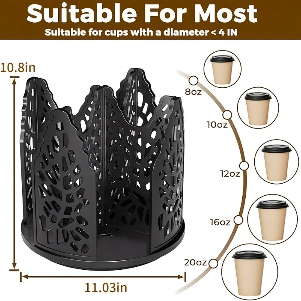 Paper Cup Holder Kitchen Organizer 4-Compartment Rotating Dispenser with Detachable Design in Two Colors