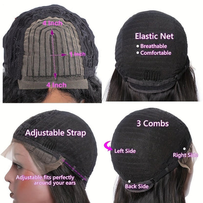 Lace Front Wig Kinky Curly Human Hair Style with 4x4x1 T-Part Lace, 180% Density and 12-22in Lengths